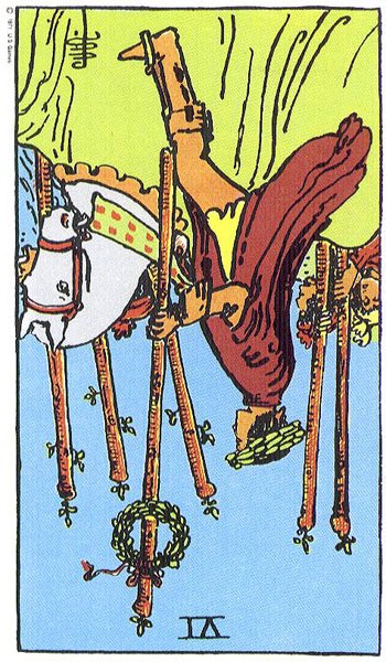 6 of Wands Reversed - Card images are © Copyright U.S. Games Systems, Inc.”