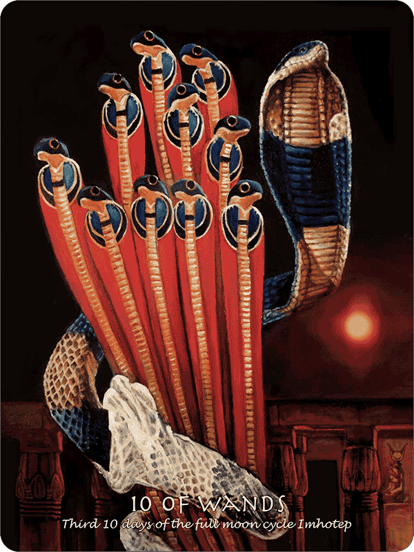 Julie Cuccia-Watts-Journey Into Egypt Tarot-10 Wands